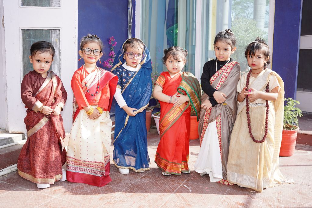 Fancy Dress — young girls in Indian sarees
